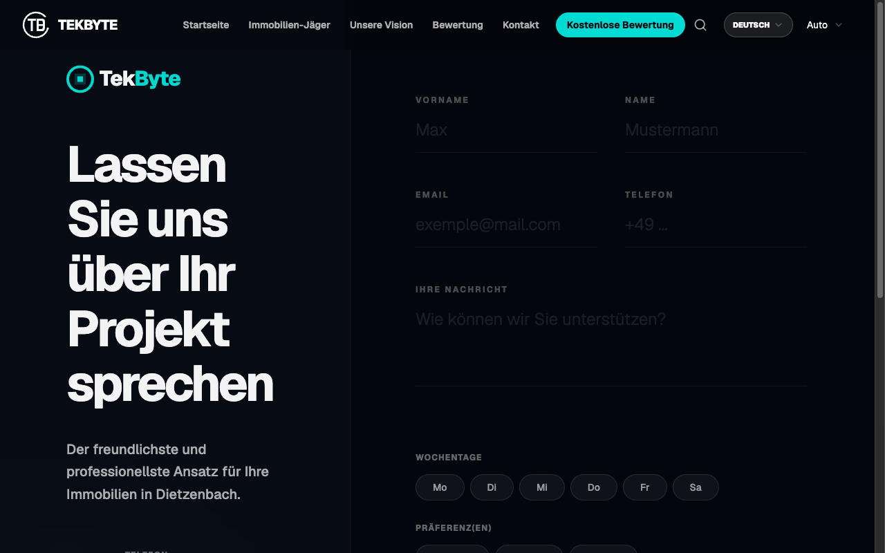 Immo-Makler Real Estate Contact Form Design