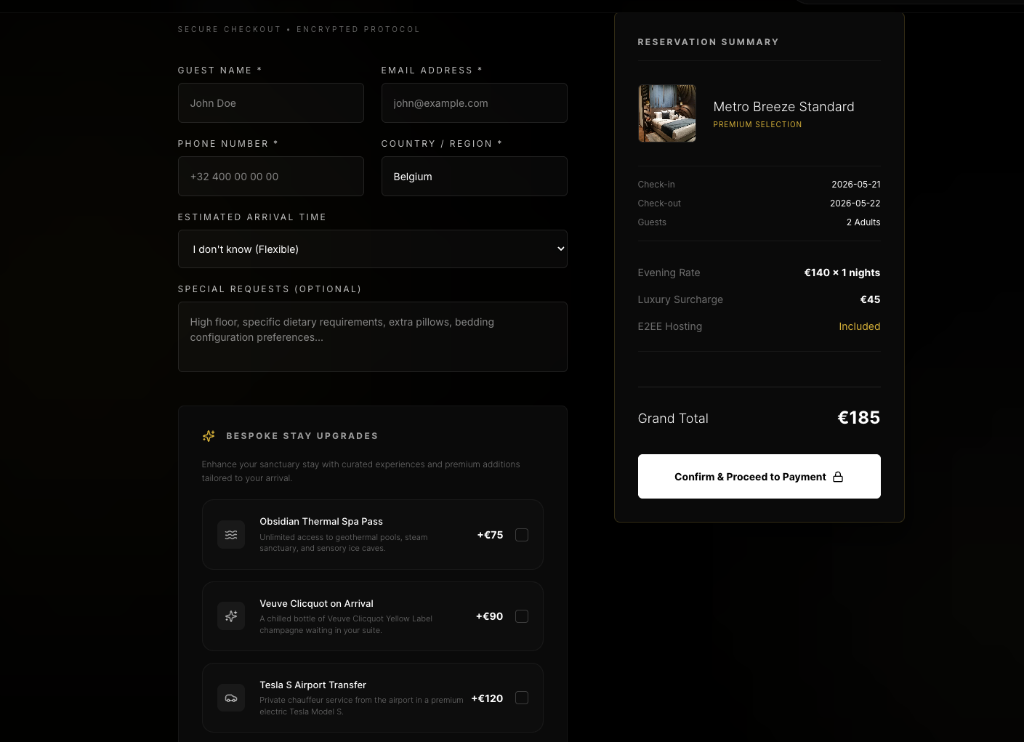Roomstack Premium Hotel Guest Checkout Summary