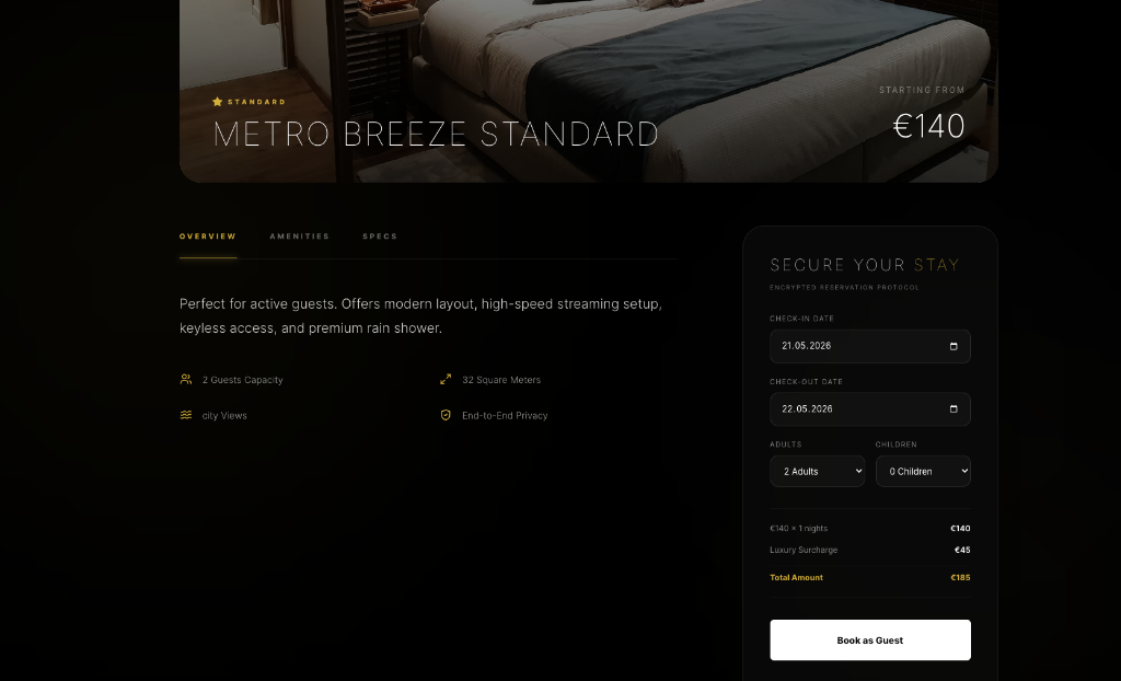 Roomstack Premium Hotel Room Detail Booking Page